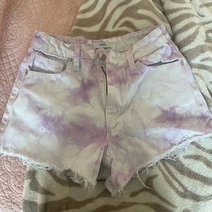 purple and white tie dye jean shorts from forever 21